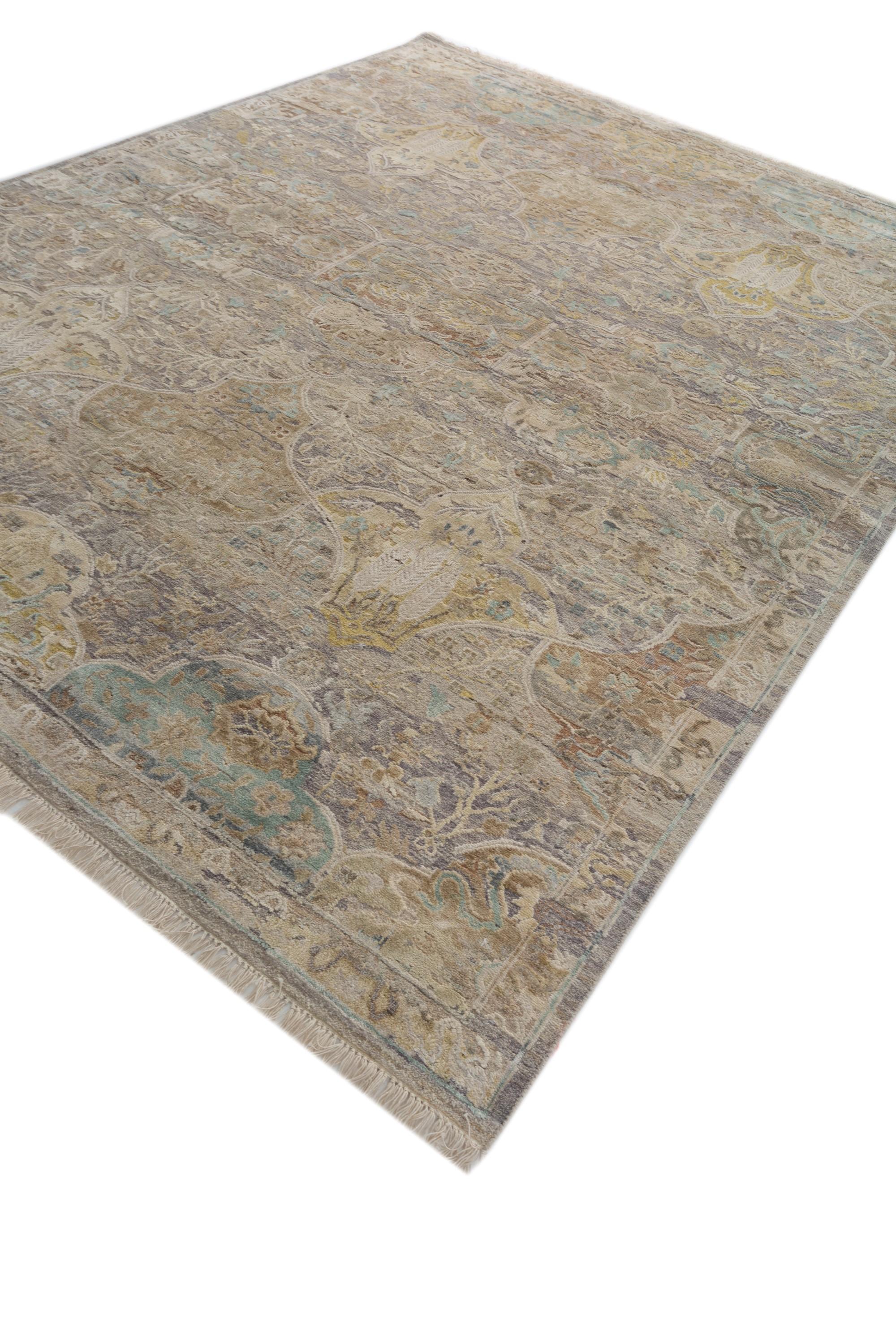 Tibetan Timeless Medium Taupe Dark Ivory 180X270 Cm Hand-Knotted Rug For Sale