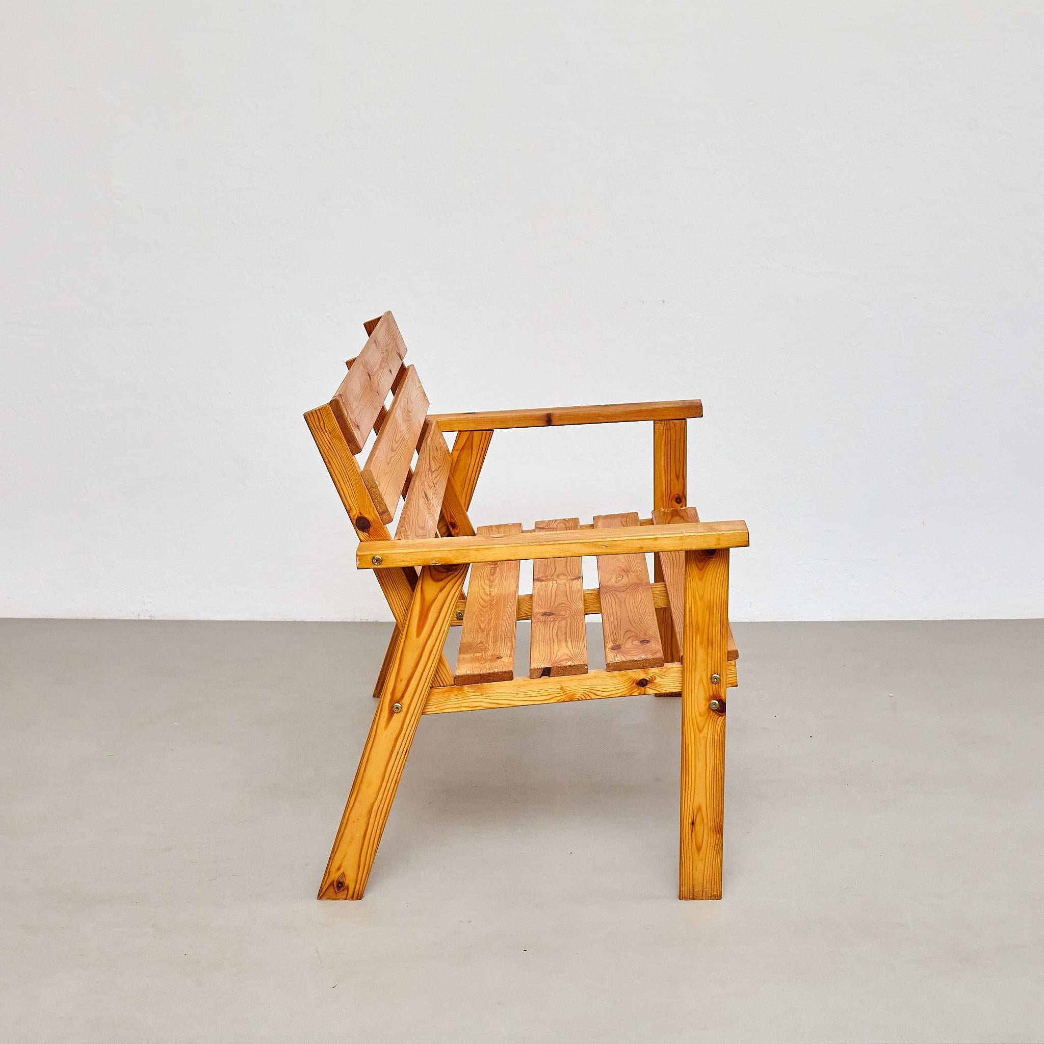 Banc intemporel en bois français du milieu du siècle, vers 1960 en vente 3