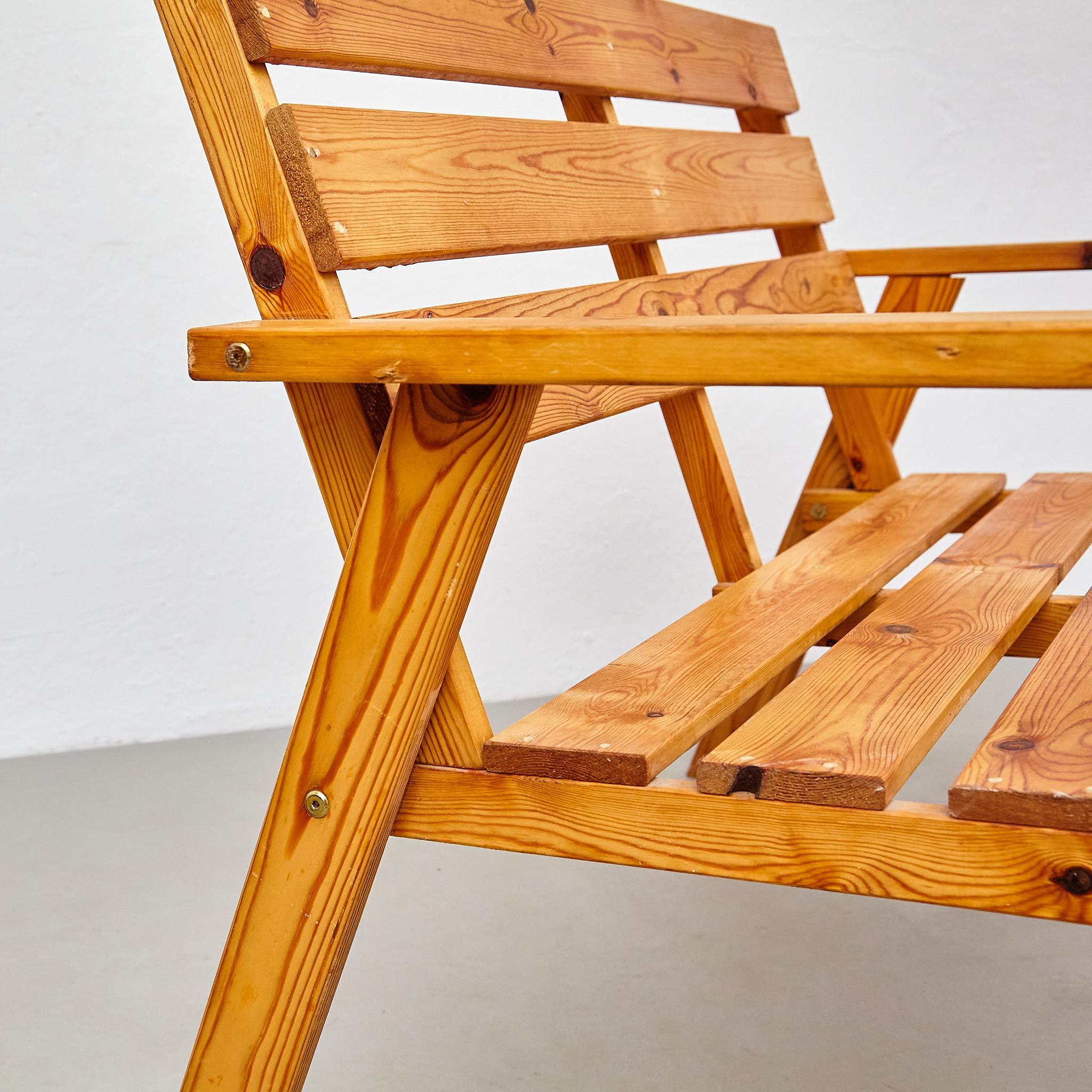 Banc intemporel en bois français du milieu du siècle, vers 1960 en vente 5