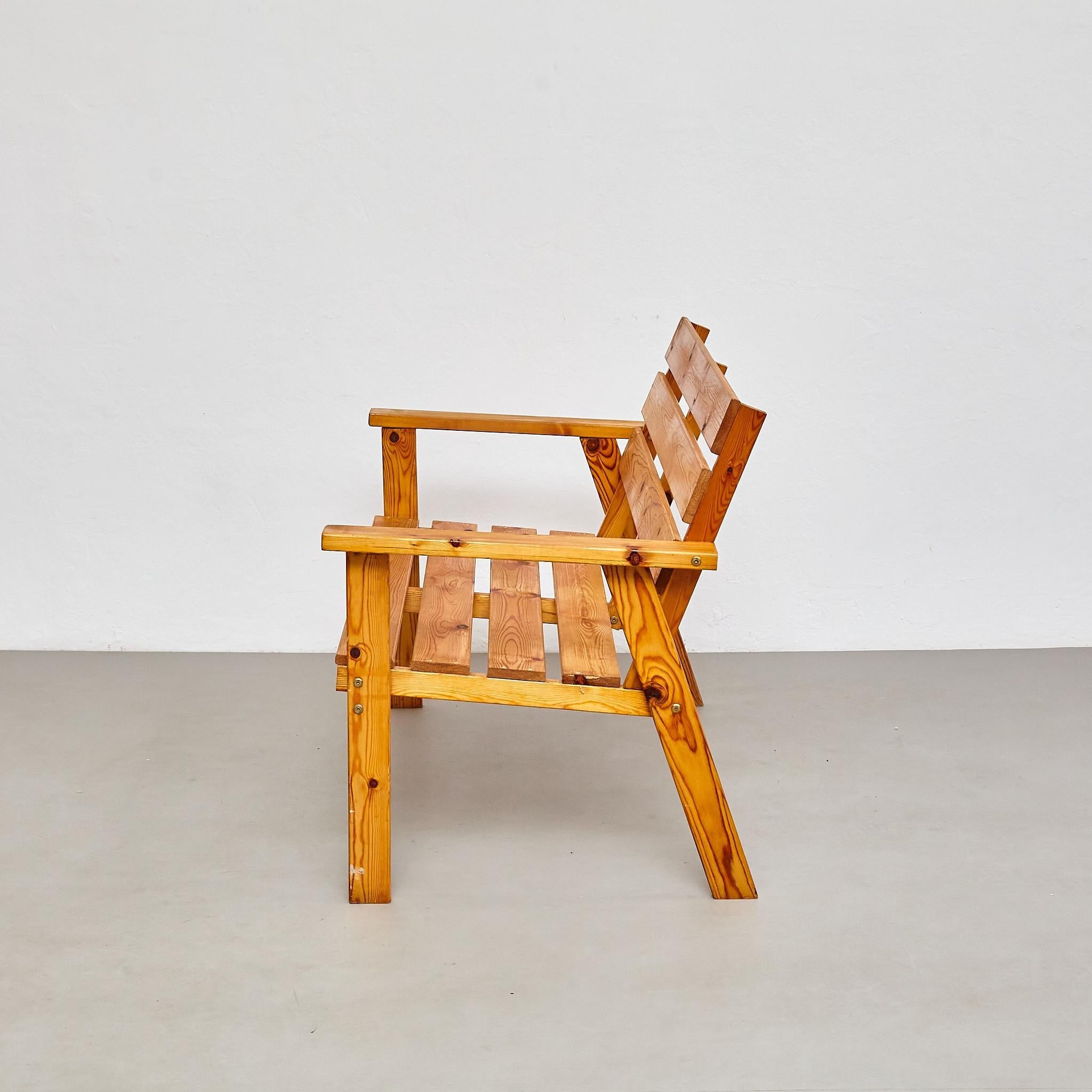 Banc intemporel en bois français du milieu du siècle, vers 1960 en vente 7