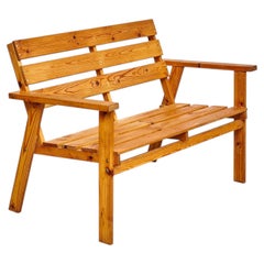 Timeless Mid-Century French Wood Bench, circa 1960