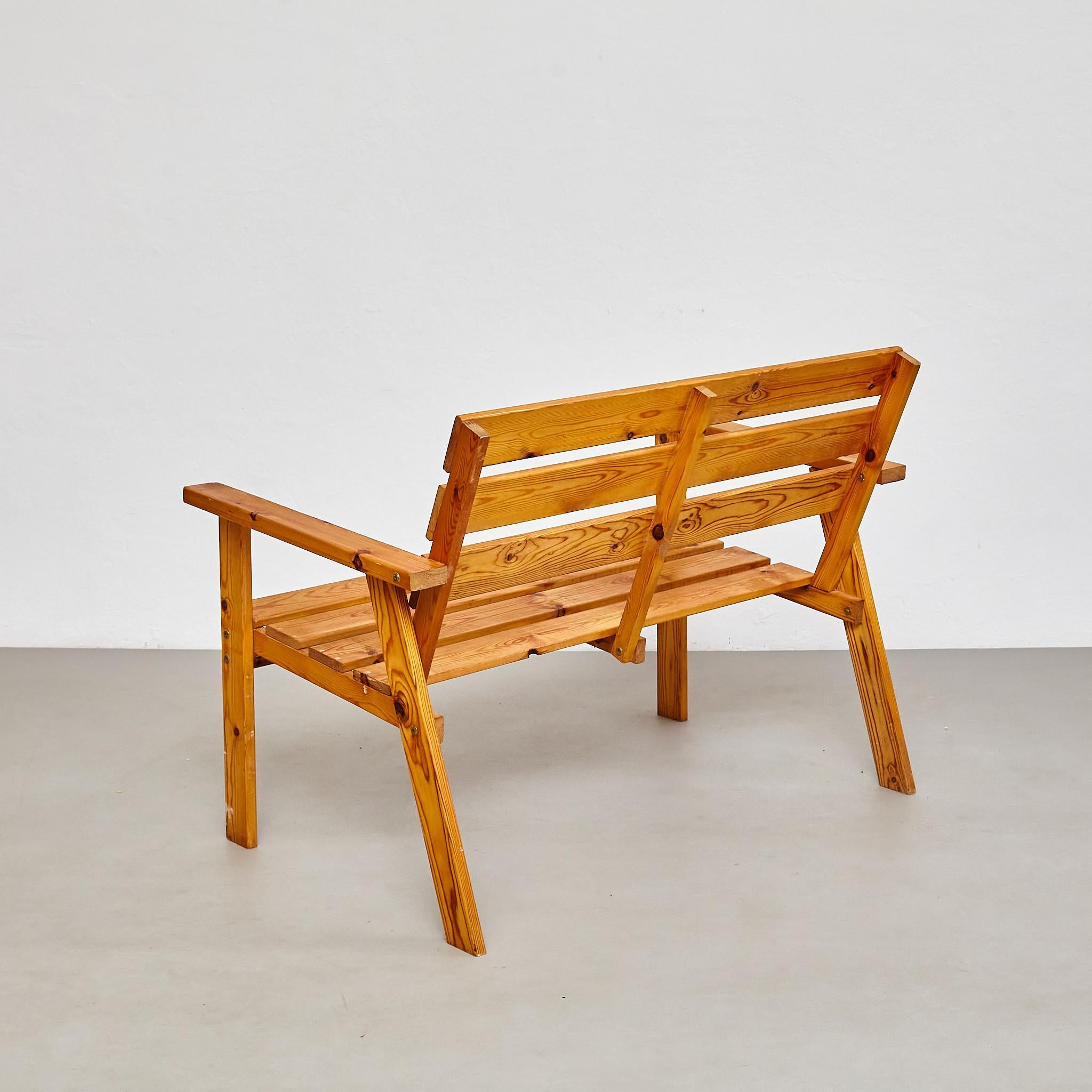 Bois Banc intemporel en bois français du milieu du siècle, vers 1960 en vente