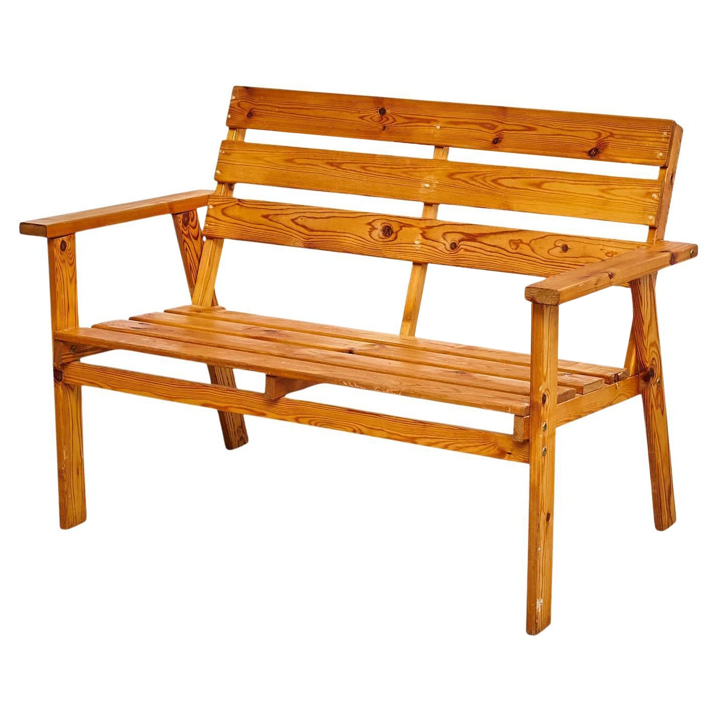 Timeless Mid-Century French Wood Bench, circa 1960 For Sale