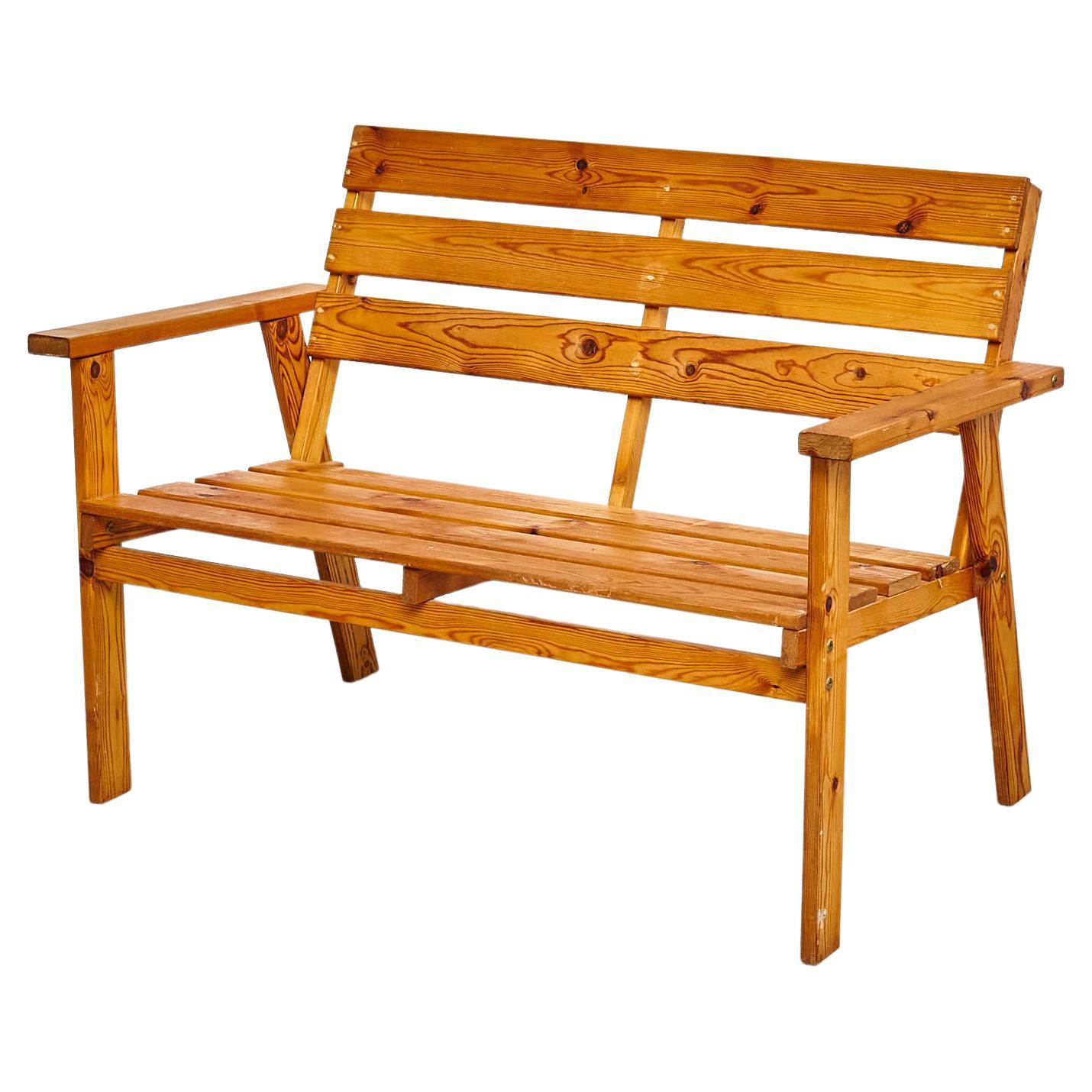 Timeless Mid-Century French Wood Bench, circa 1960 For Sale