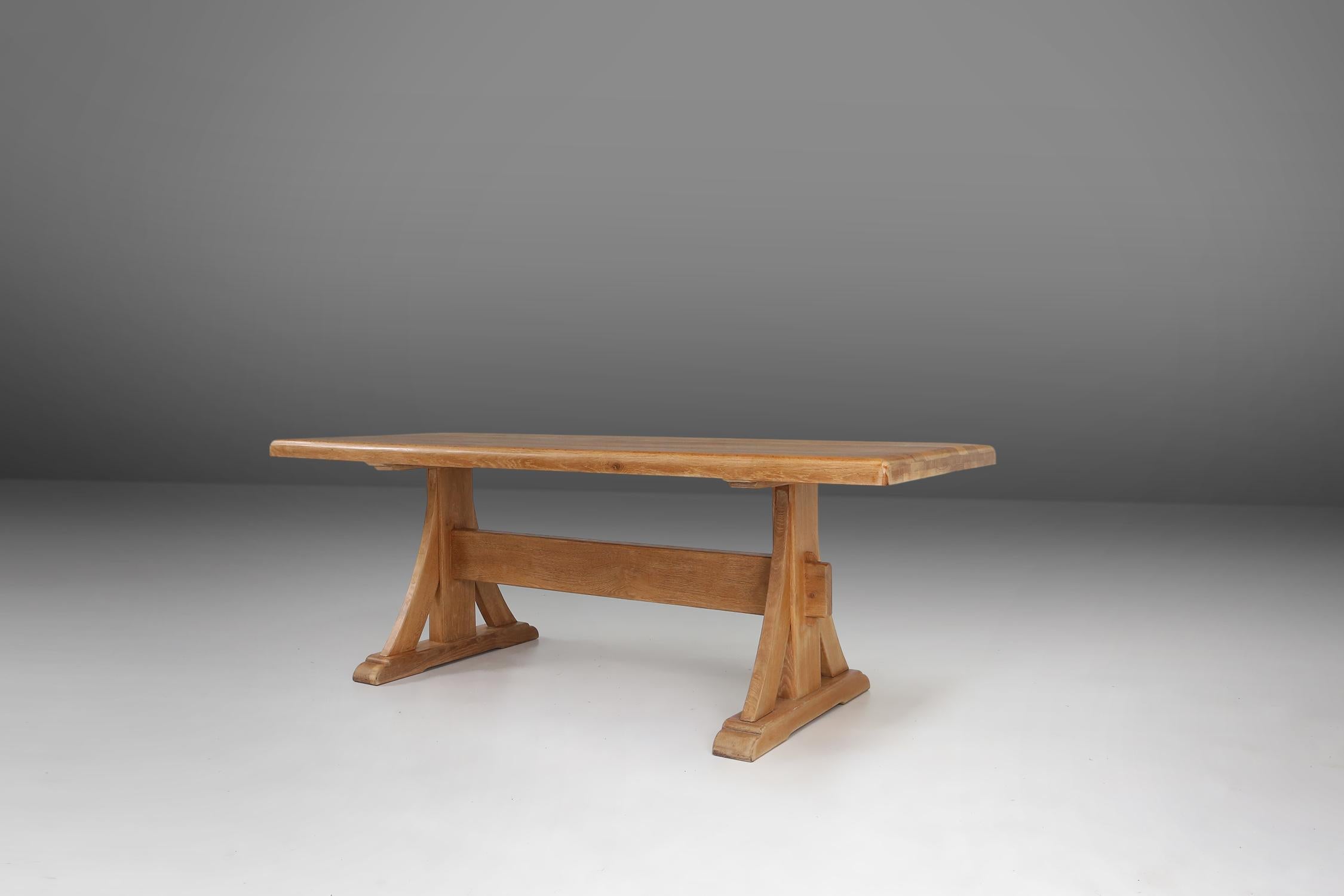 Rustic Timeless Mid-century rustic oak table, France, 1950s For Sale