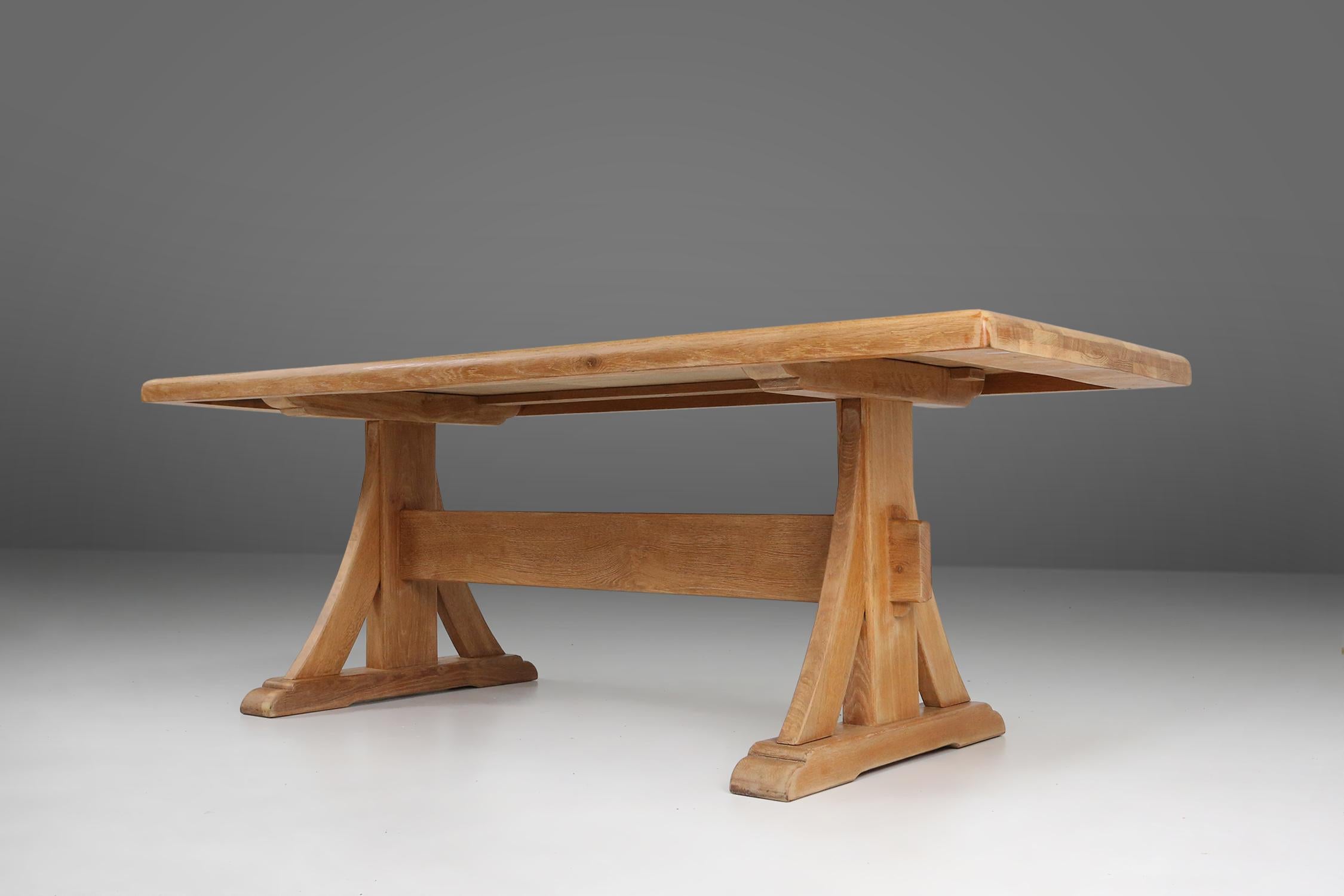 Mid-20th Century Timeless Mid-century rustic oak table, France, 1950s For Sale