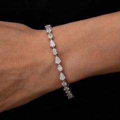 Abgestufte Birne Oval 10.55Kt Diamant Tennis Armband 18 Karat Gold Feiner Schmuck