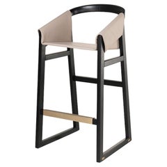 TIMELESS Modern Bar Stool Upholstered in Luxe Leather with Sleek Lines