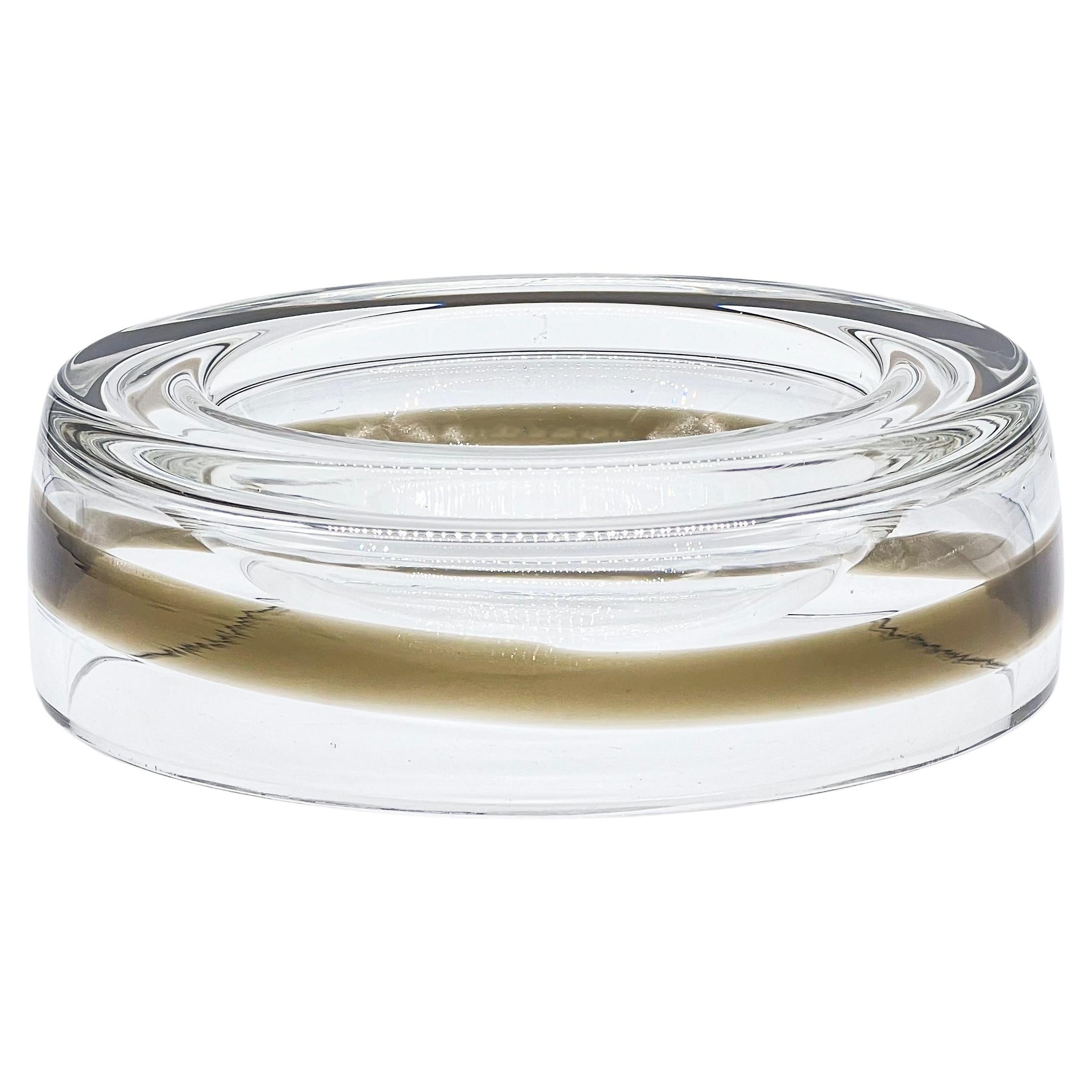 Timeless Murano glass valet tray in clear and brown glass For Sale