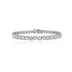 Timeless Natural 2.11ct Diamond Heart Tennis Bracelet 18k Solid White Gold