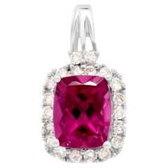 Timeless Natural Tourmaline White Diamond White Gold Pendant