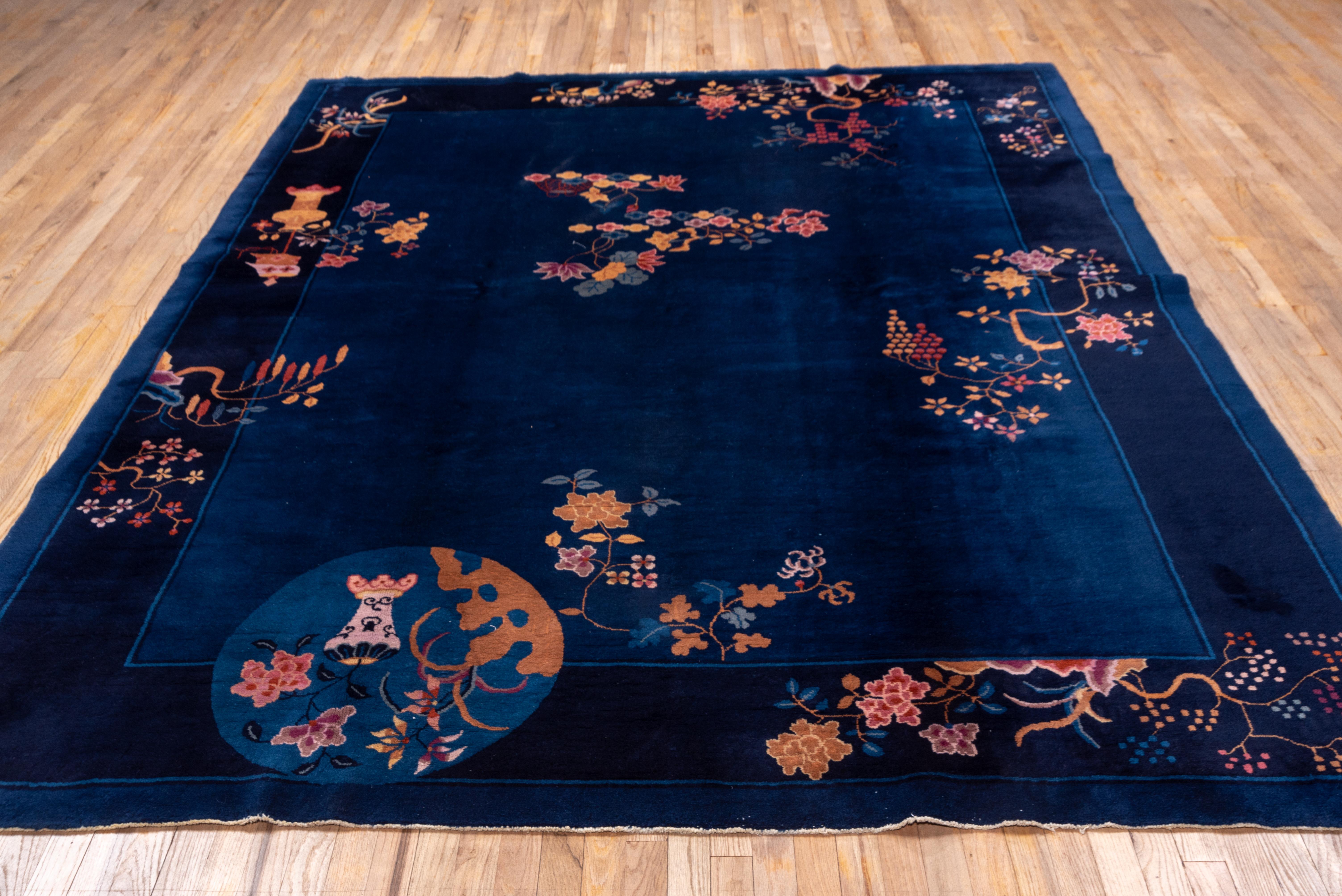Hand-Knotted Timeless Navy Blue Chinese Rug  For Sale