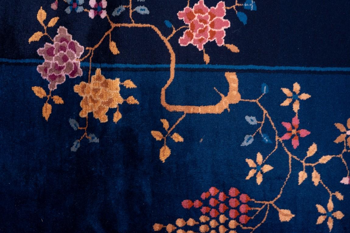 Wool Timeless Navy Blue Chinese Rug For Sale