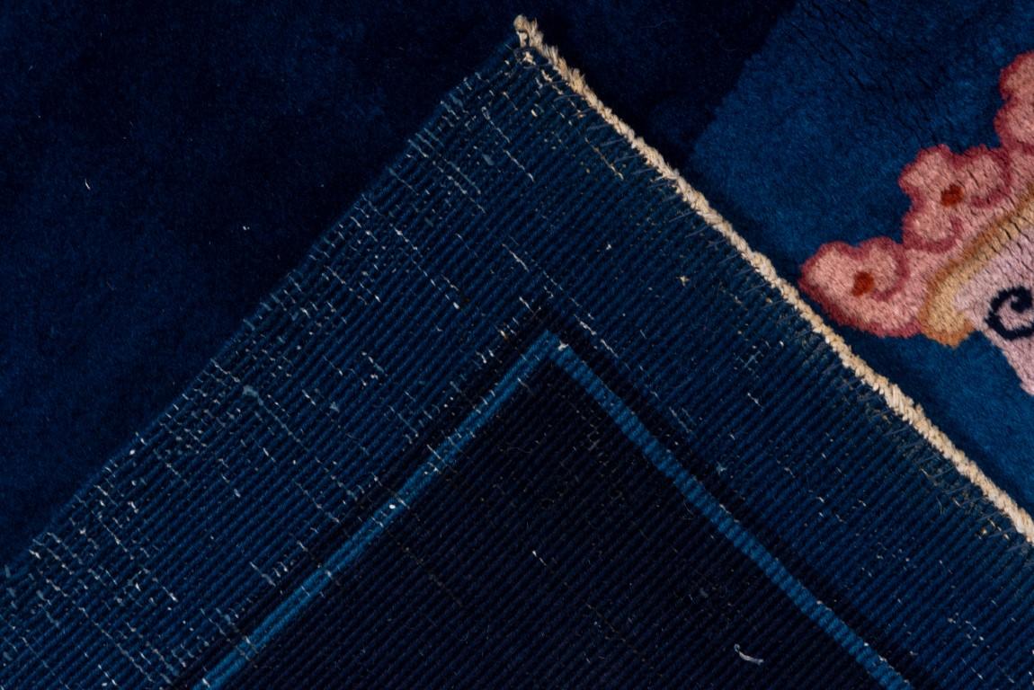Timeless Navy Blue Chinese Rug For Sale 1