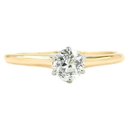 Timeless Old Mine Cut Diamond Ring in 14k Yellow Gold