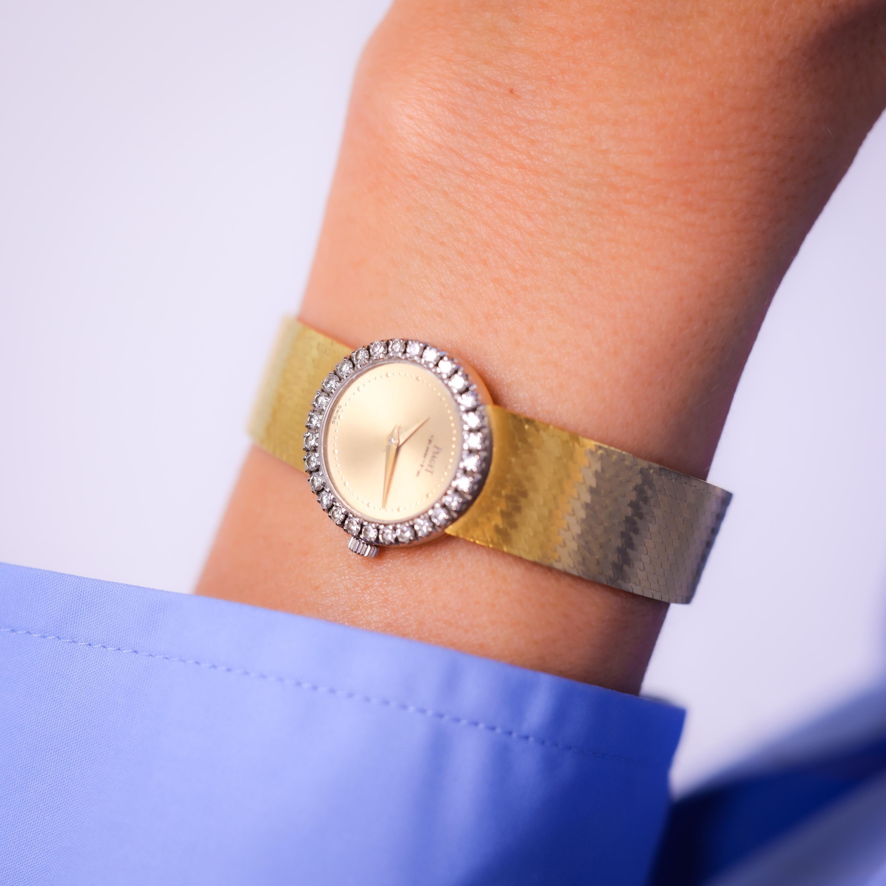 Modern Timeless Piaget diamond 18k yellow gold watch