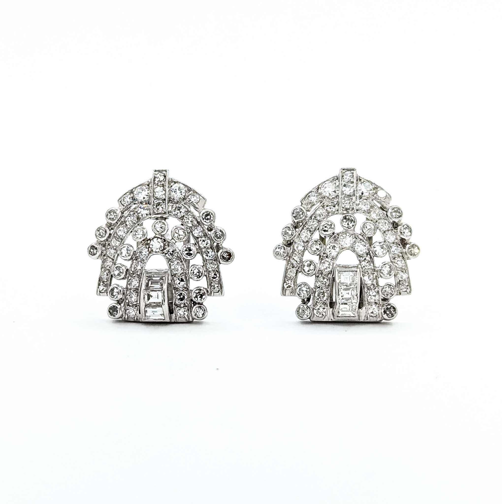 Timeless Platinum Diamond Earrings For Sale 1