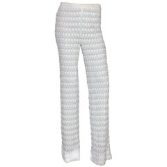 missoni crochet pants Timeless Pure White Missoni Crochet Knit Palazzo Wide Leg Pants Trousers