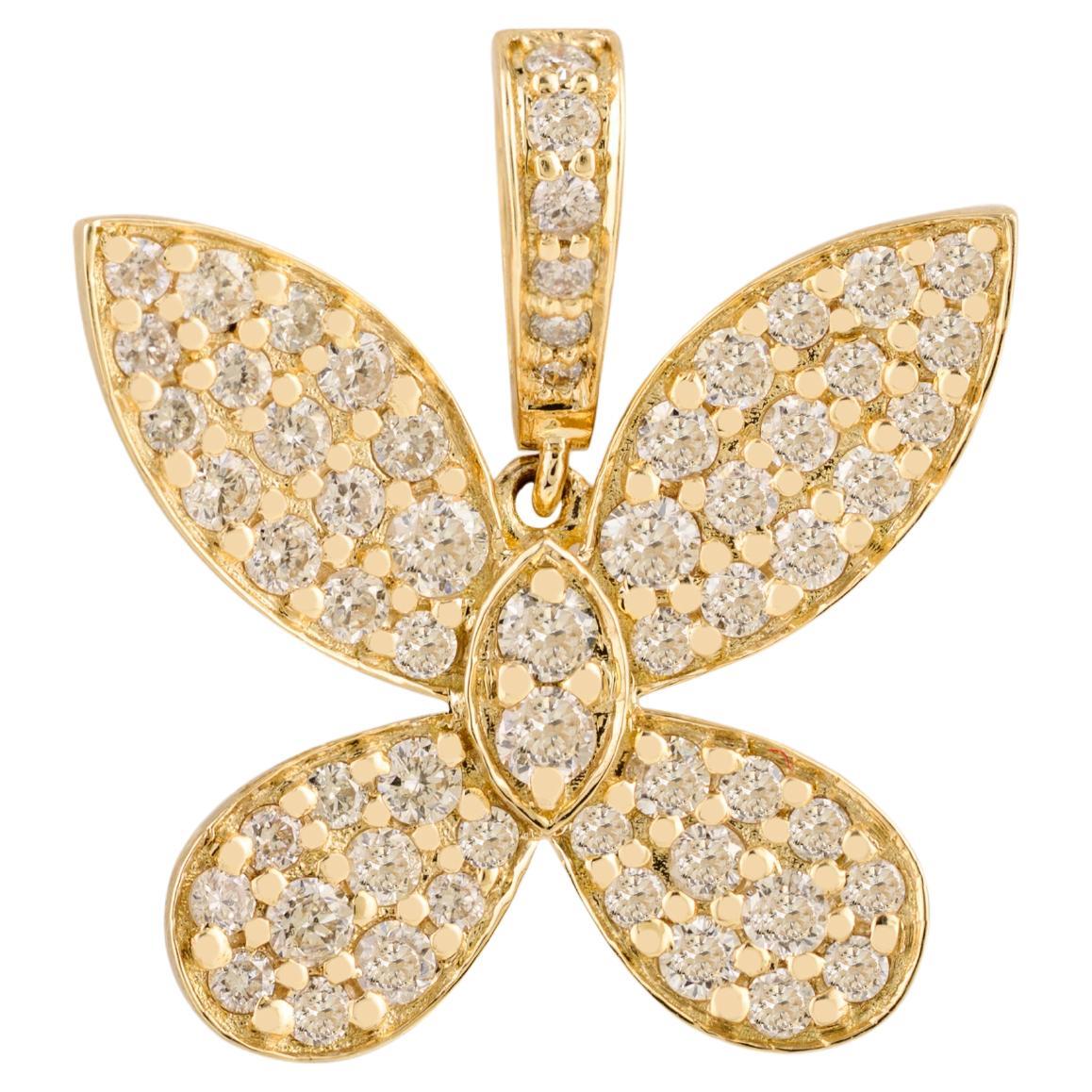 Colgante Mariposa Resplandor Intemporal con Diamantes Engastados en Oro Amarillo de 14k en venta