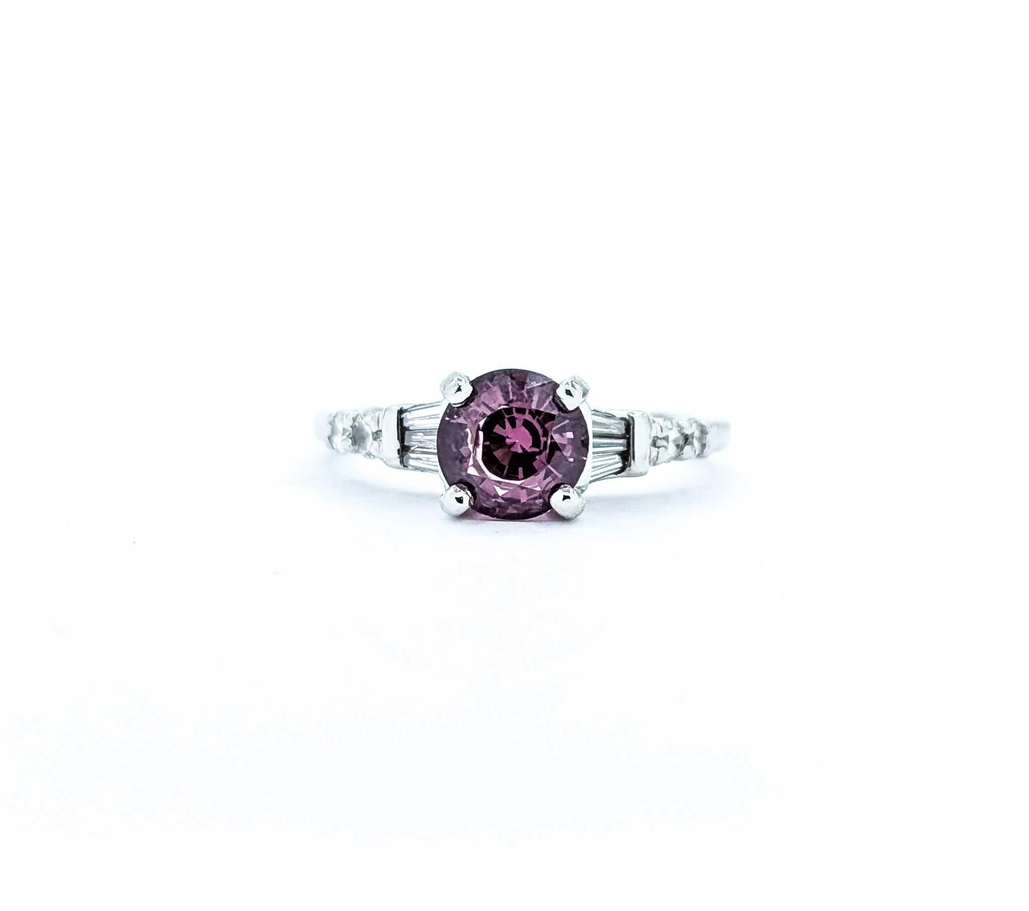 Timeless Raspberry Spinel and Diamond Ring in 14k White Gold For Sale 5