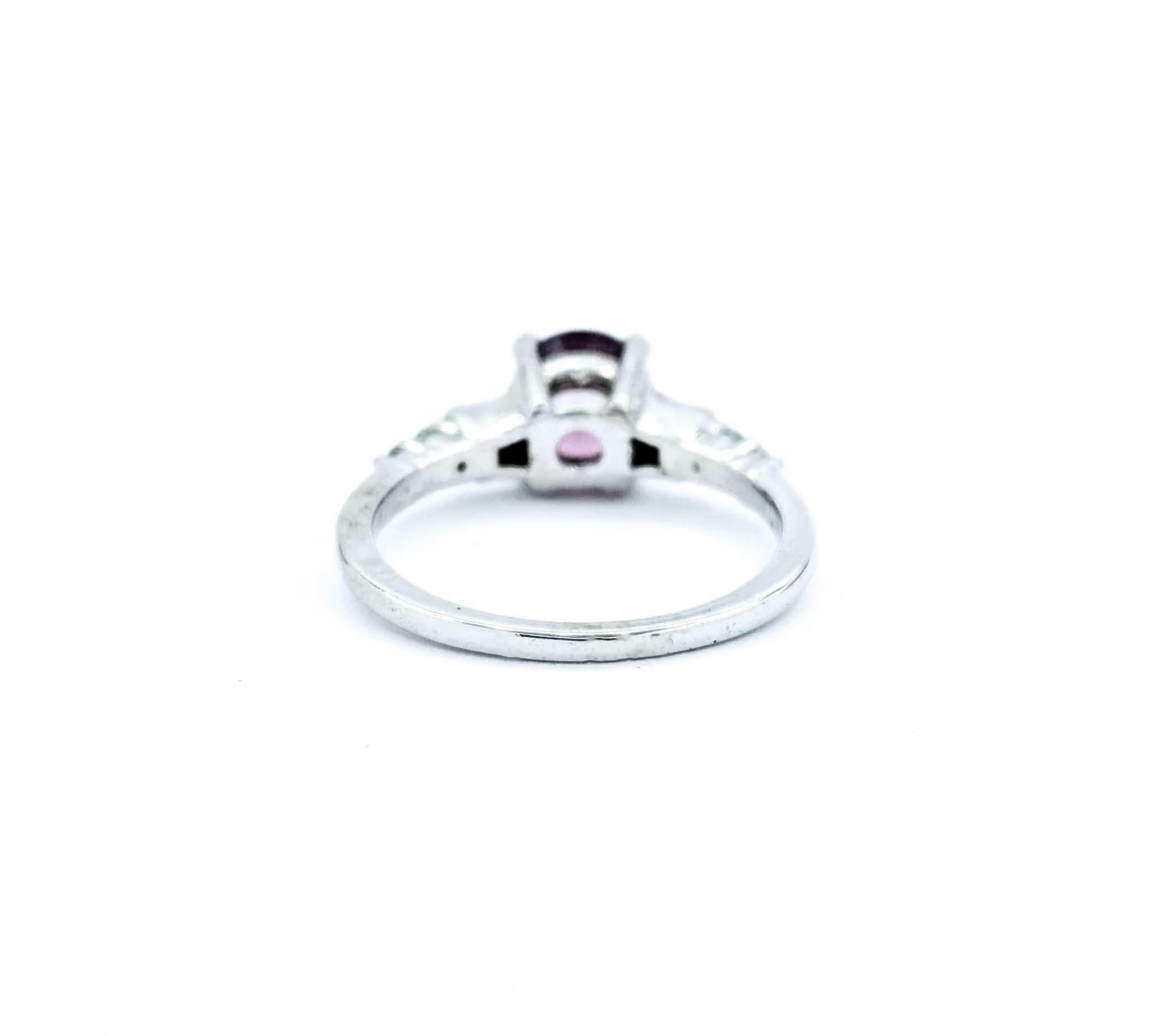 Timeless Raspberry Spinel and Diamond Ring in 14k White Gold For Sale 2