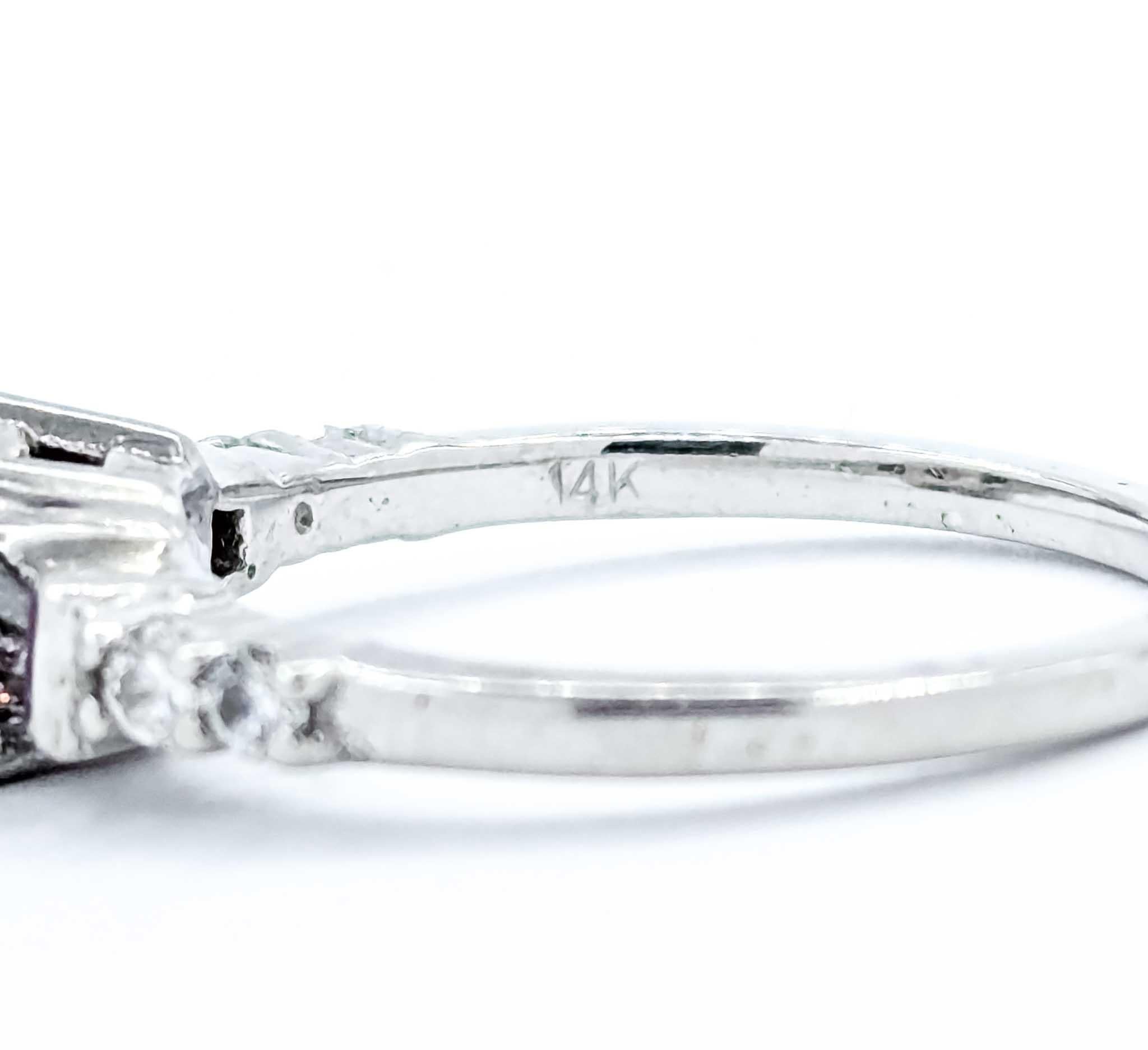 Timeless Raspberry Spinel and Diamond Ring in 14k White Gold For Sale 3