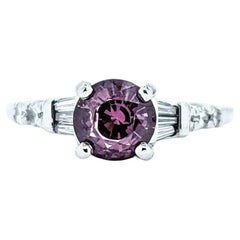 Timeless Raspberry Spinel and Diamond Ring in 14k White Gold