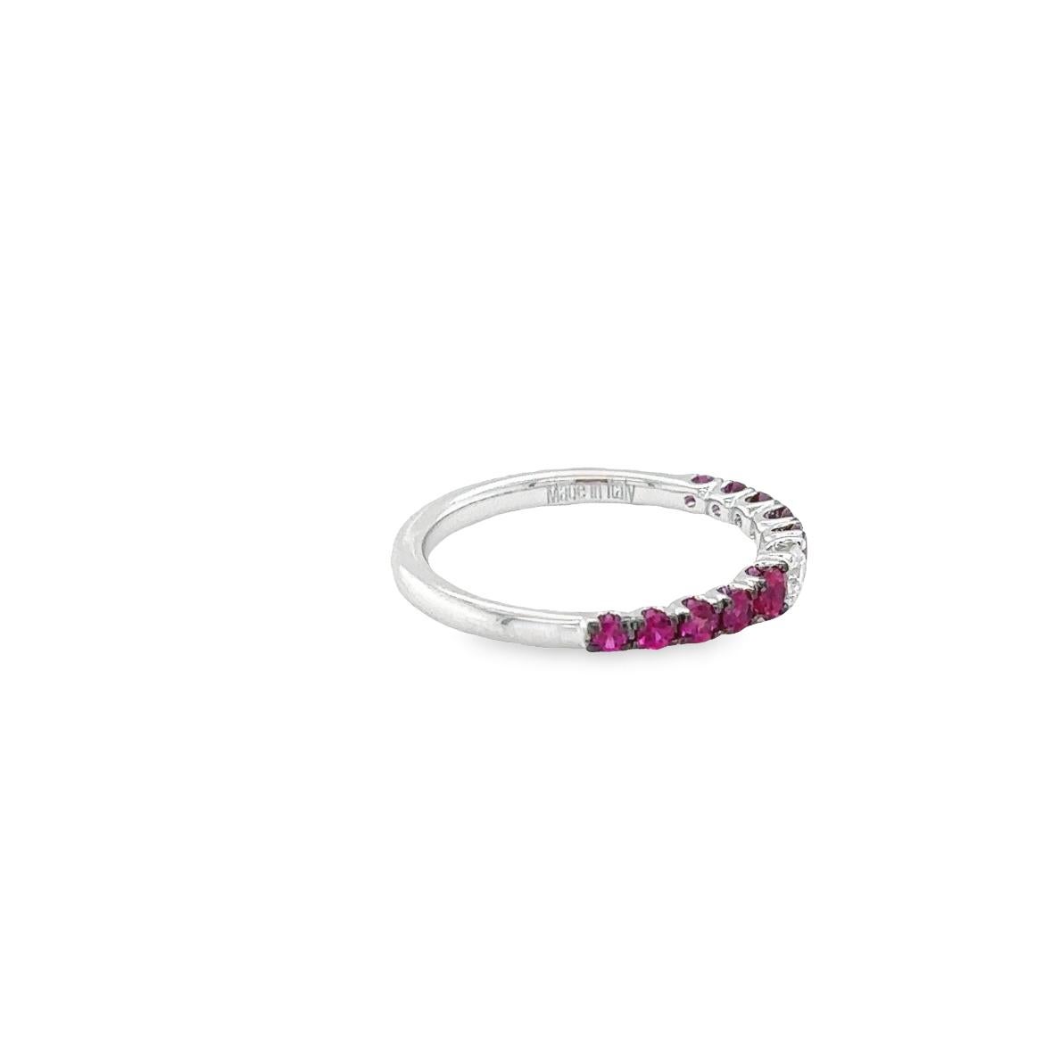 TIMELESS Ring in white gold 18Kt 2.80 gr with Red Rubies in total 0.58 ct and Diamond G color VS clarity 0.10 ct.

In 2023, Vitale 1913 celebrates its 110 years! 
The house of fine jewelry has always been proud to celebrate passion and eternal love