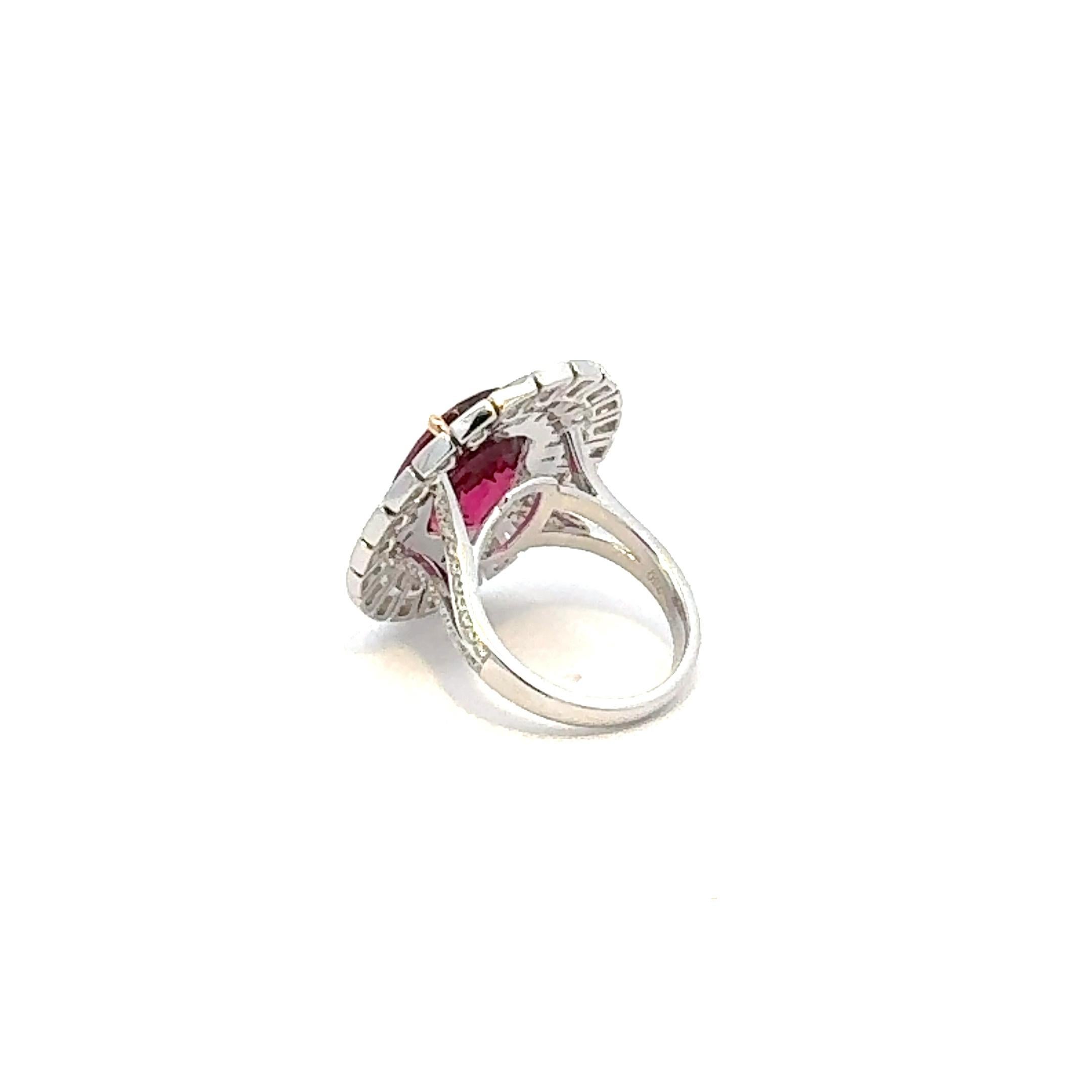 Women's Timeless Ruby Diamond 18K White Gold Ring For Her For Sale