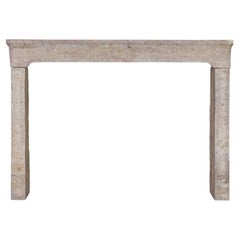 Timeless Rustic French Limestone Fireplace Mantel - 17th Century - Minimal Beige