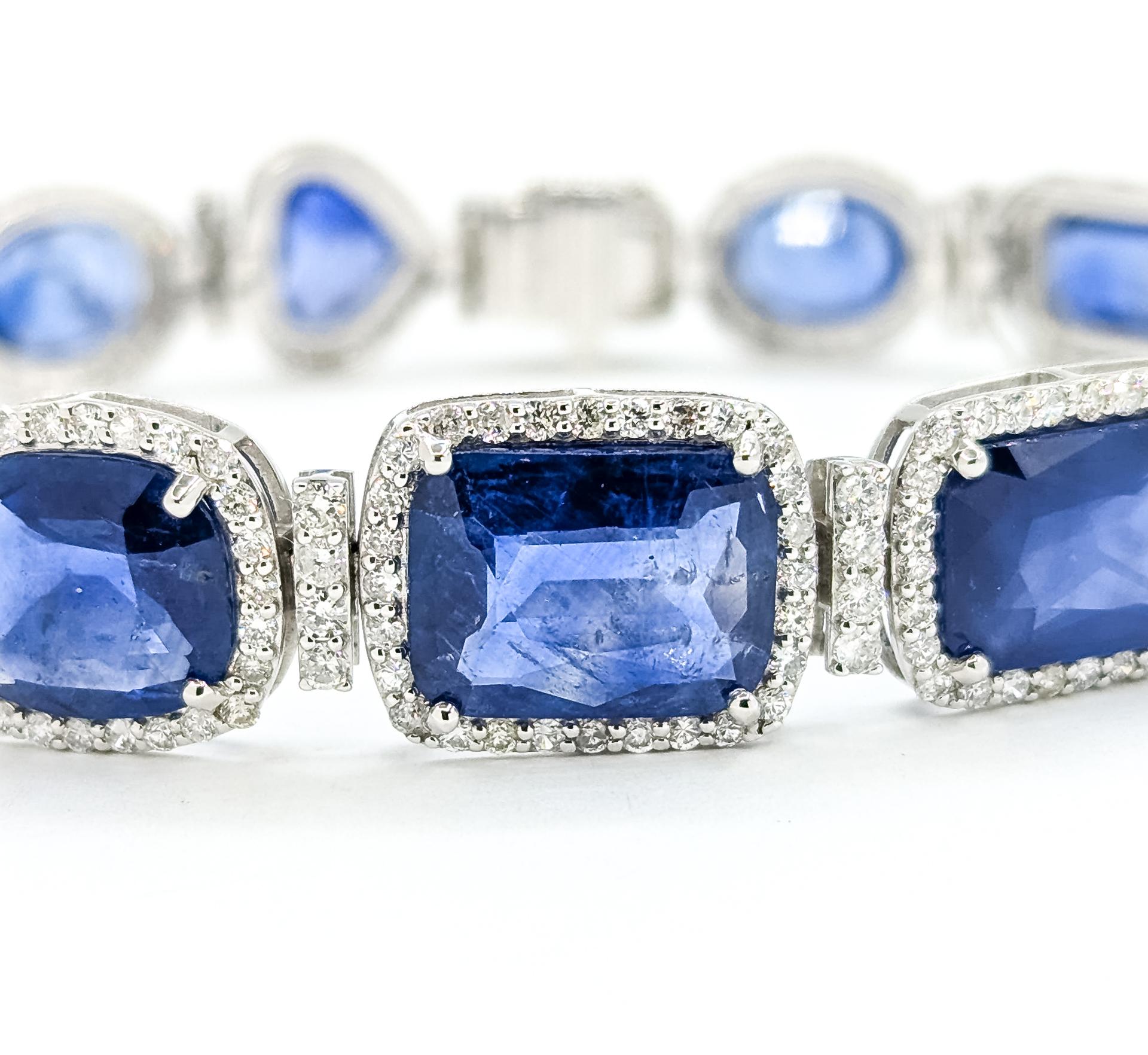 De las mujeres Pulsera intemporal con halo de zafiro en platino en venta