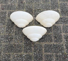 Timeless Set of Three Art Deco Style Alabaster Wall Sconces, Light Fixtures