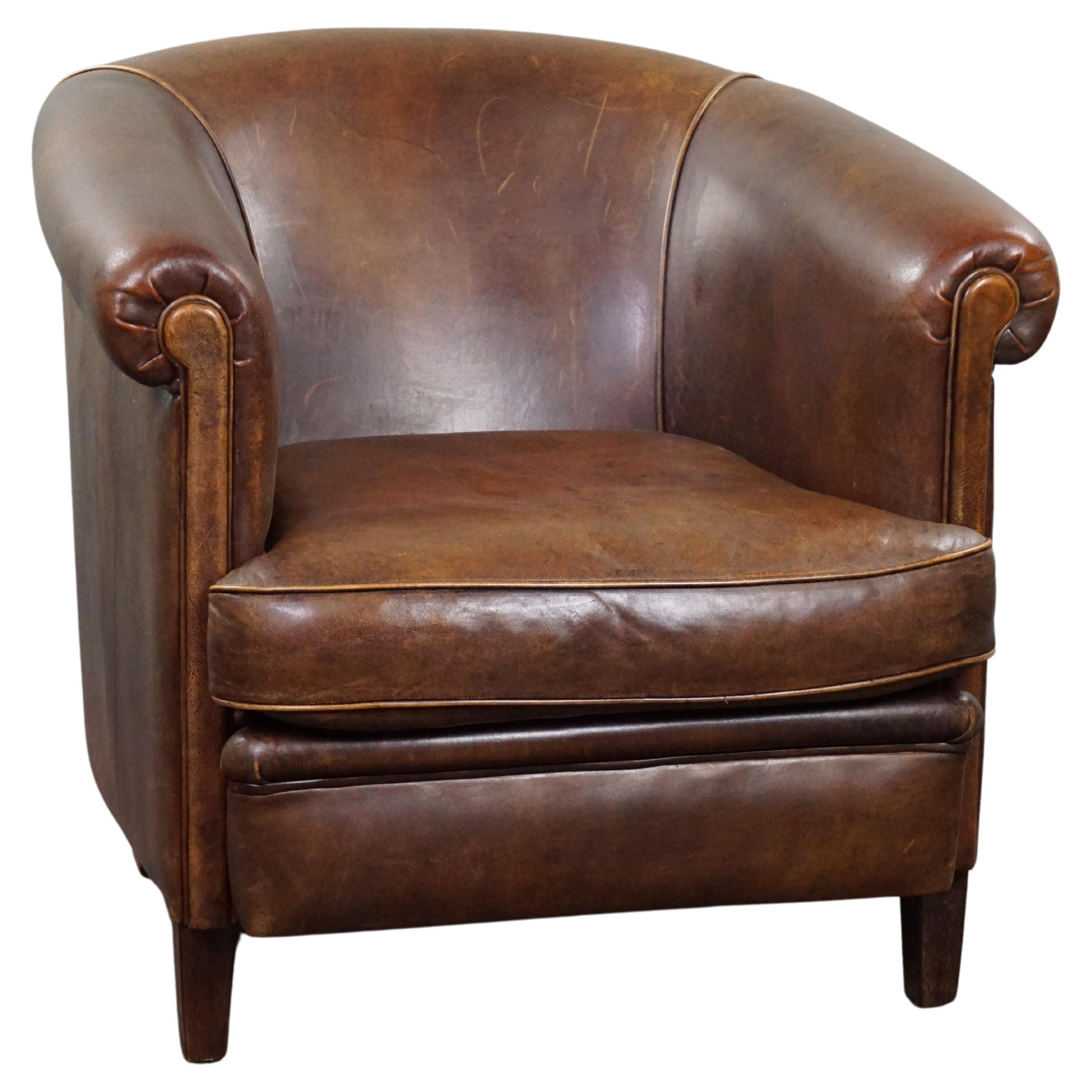 Timeless sheep leather club chair For Sale