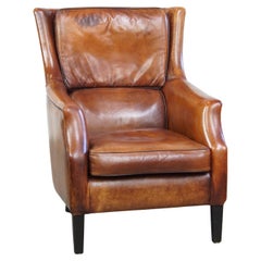 Timeless Sheepskin Leather Armchair in Excellent Condition
