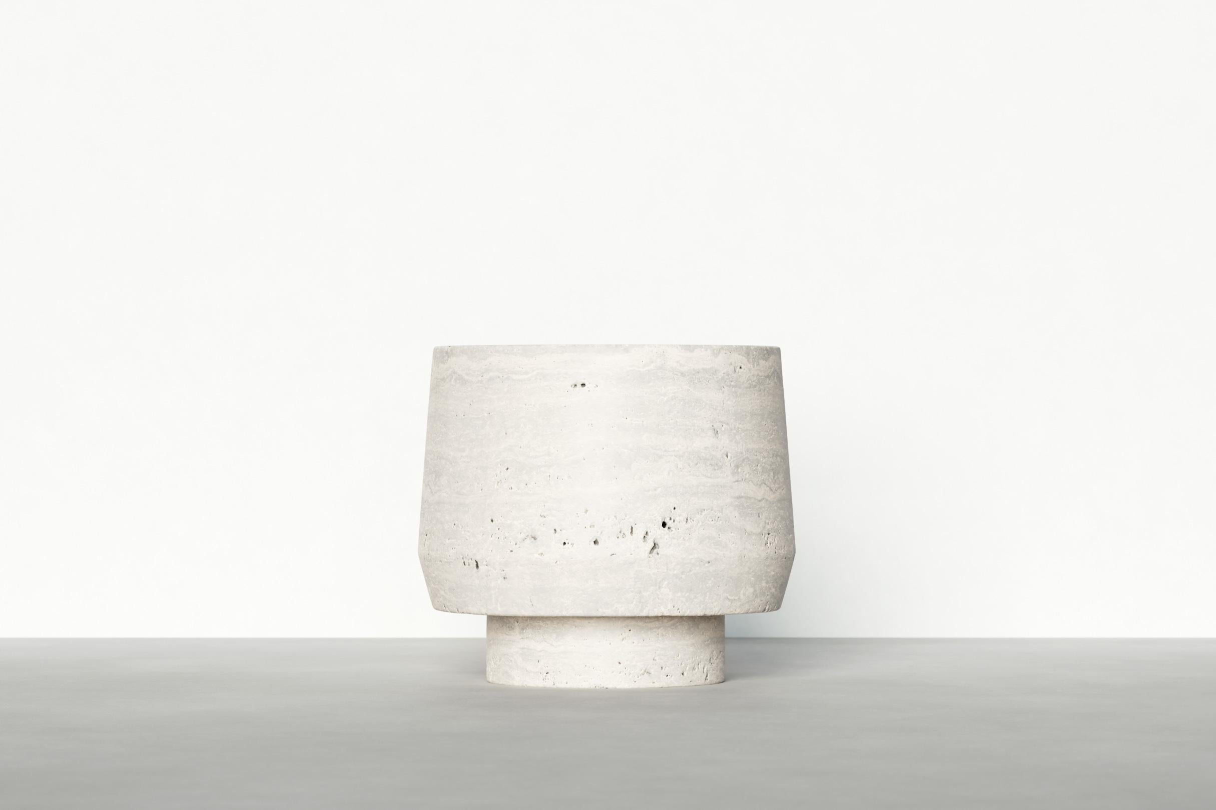 Travertine Timeless Side Table III by Maria Osminina, Limited Edition