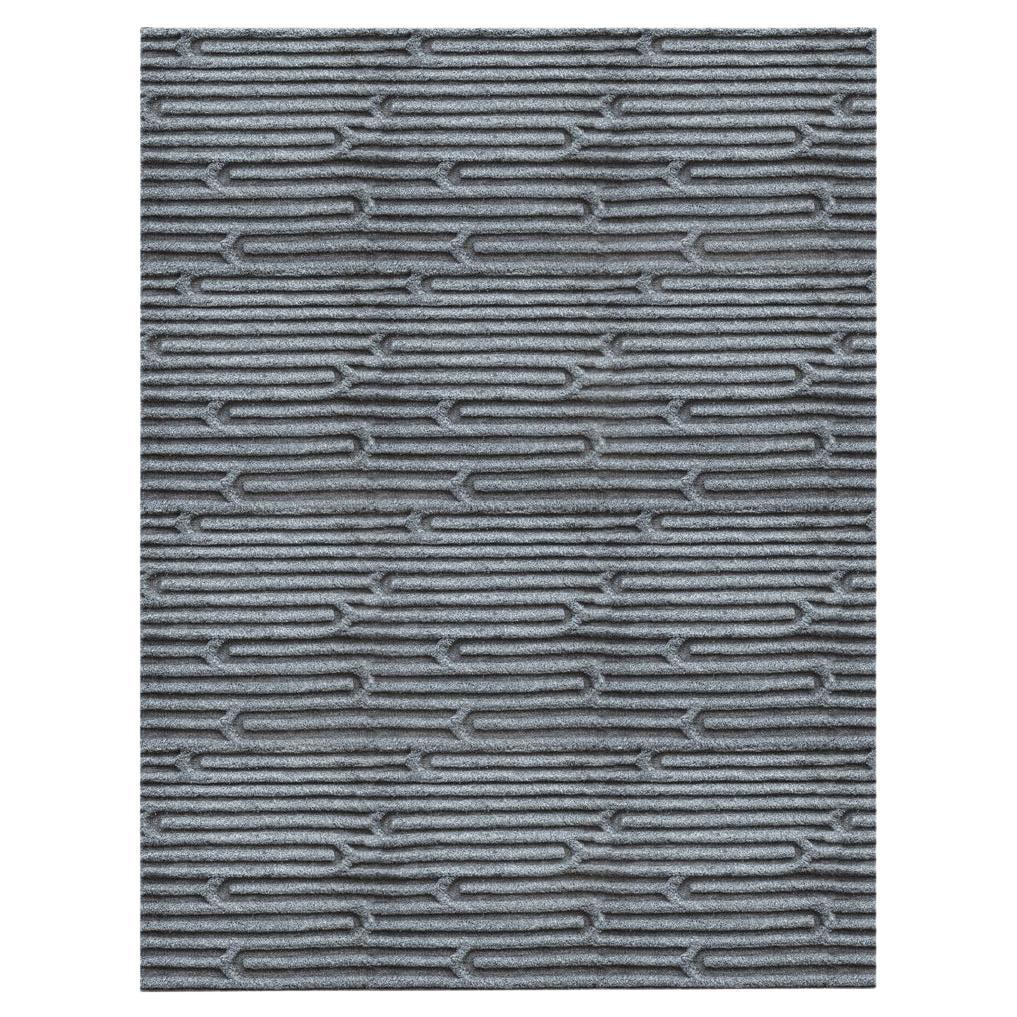Timeless Style Customizable Labyrinth Weave Rug in Cinder Small