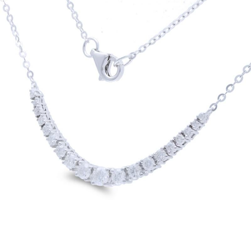 Diamonds: 19 meticulously selected round diamonds grace this necklace, each securely set in a classic prong setting. The total carat weight of 0.76 carats ensures a captivating and enduring sparkle.

Gold Setting: Crafted with precision in luxurious