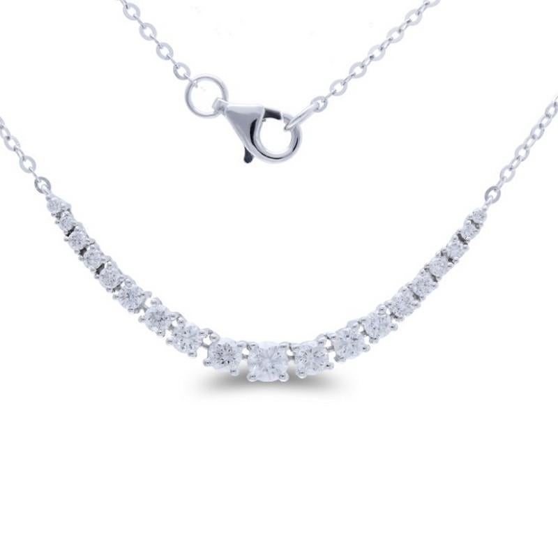 Modern Timeless Tennis 0.76 Carat Diamond Necklace in 14K White Gold For Sale