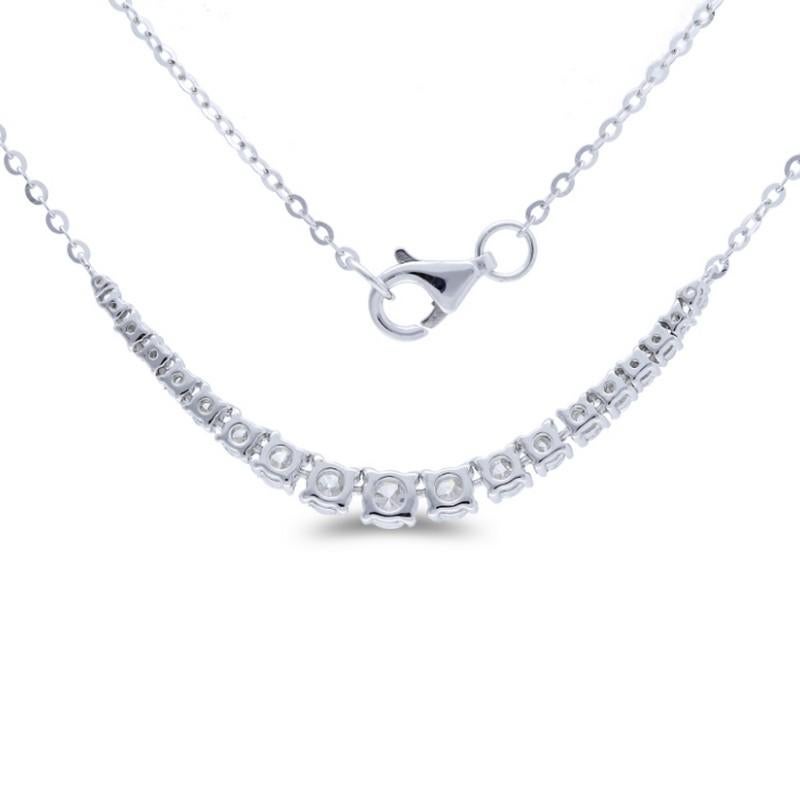 Round Cut Timeless Tennis 0.76 Carat Diamond Necklace in 14K White Gold For Sale