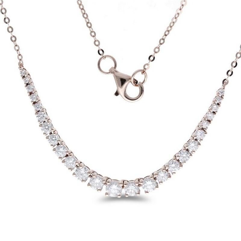 Modern Timeless Tennis 1 Carat Diamond Necklace in 14K Rose Gold For Sale