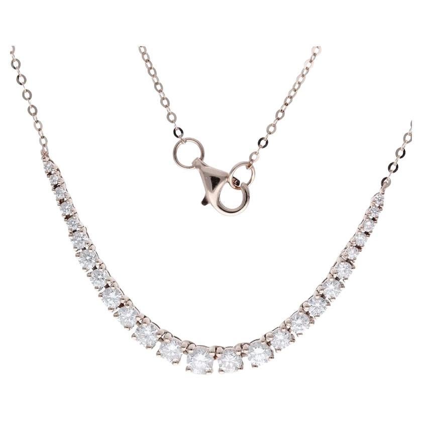 Timeless Tennis 1 Carat Diamond Necklace in 14K Rose Gold For Sale