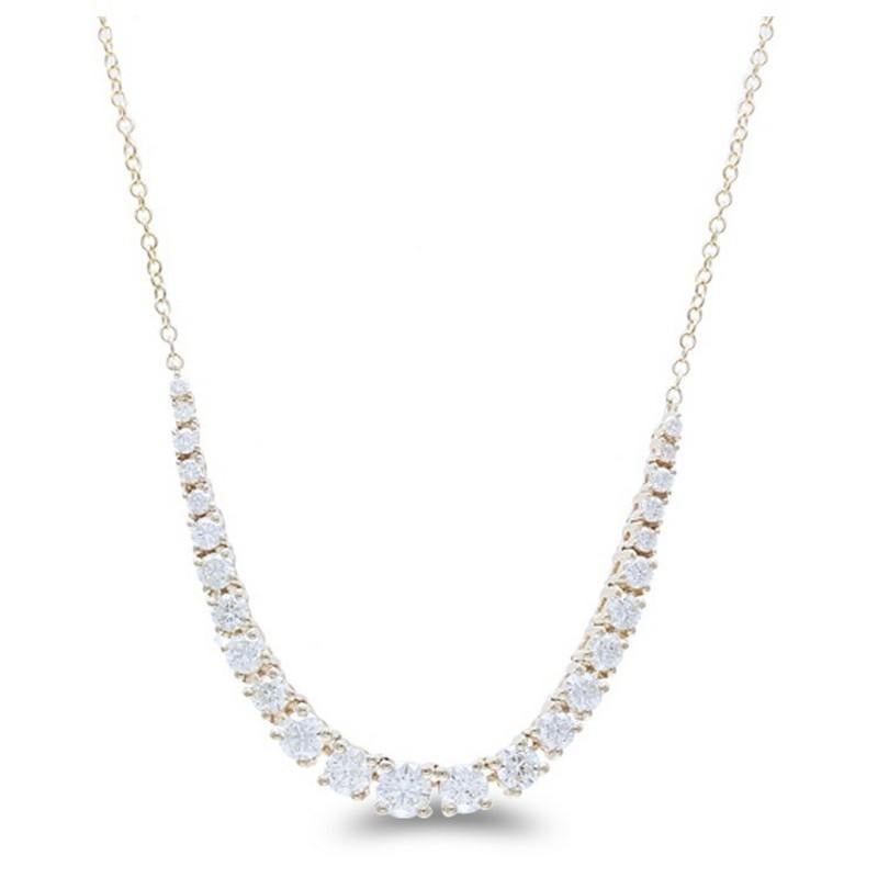 Modern Timeless Tennis 1 Carat Diamond Necklace in 14K Yellow Gold For Sale