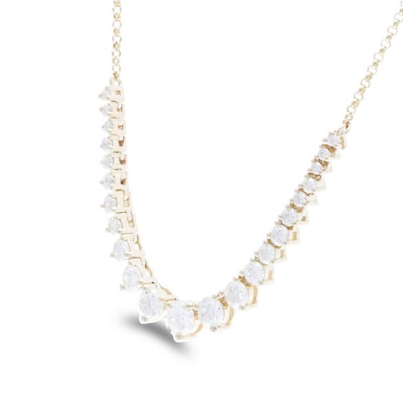 Diamonds: 23 meticulously selected round diamonds grace this necklace, each securely set in a classic prong setting. The total carat weight of 1.1 carats ensures a captivating and enduring sparkle.

Gold Setting: Crafted with precision in luxurious