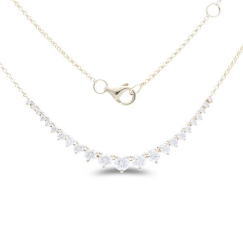 Modern Timeless Tennis 1.1 Carat Diamond Necklace in 14K Yellow Gold For Sale