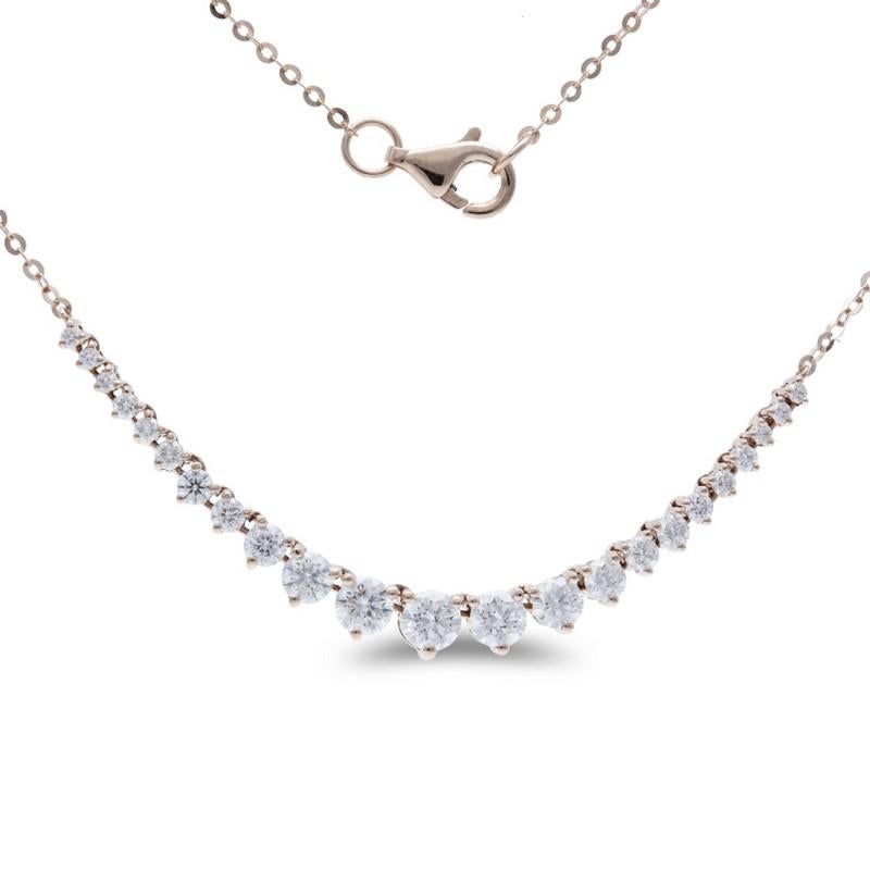 Modern Timeless Tennis 1.1 Carat Diamond Necklace in 18K Rose Gold For Sale