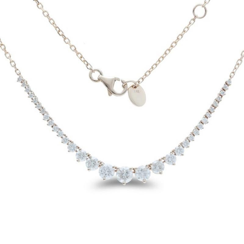 Modern Timeless Tennis 1.55 Carat Diamond Necklace in 14K Rose Gold For Sale