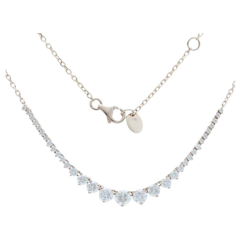 Timeless Tennis 1.55 Carat Diamond Necklace in 14K Rose Gold For Sale