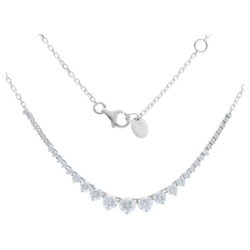 Timeless Tennis 1.55 Carat Diamond Necklace in 14K White Gold For Sale
