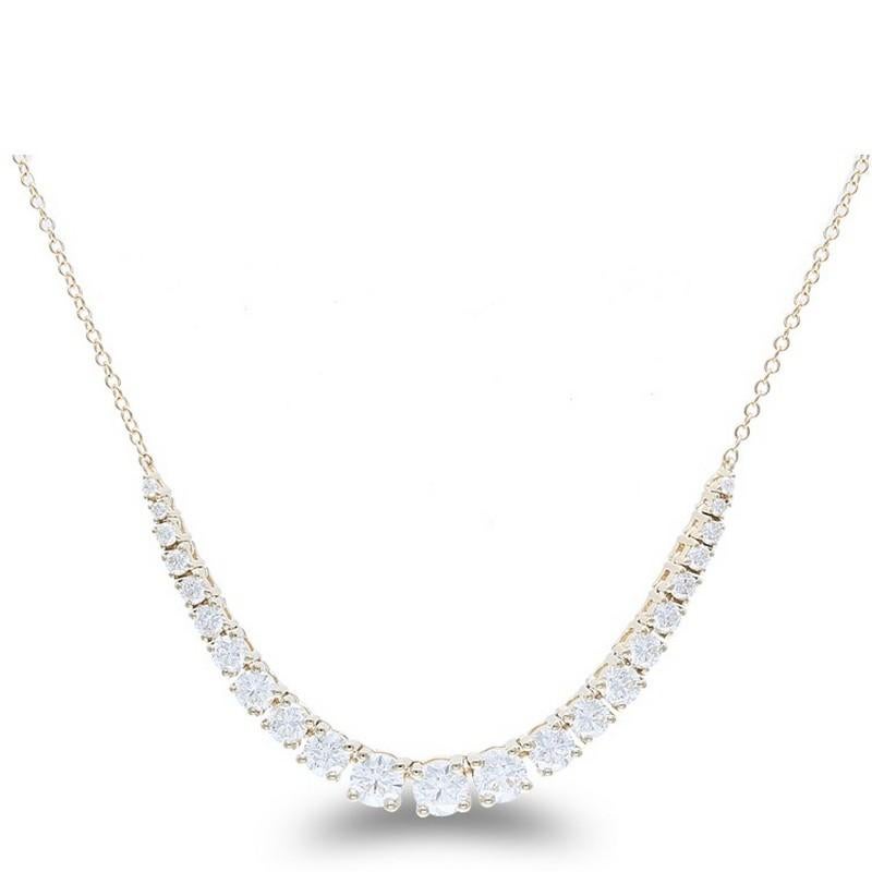 Modern Timeless Tennis 1.65 Carat Diamond Necklace in 14K Rose Gold For Sale