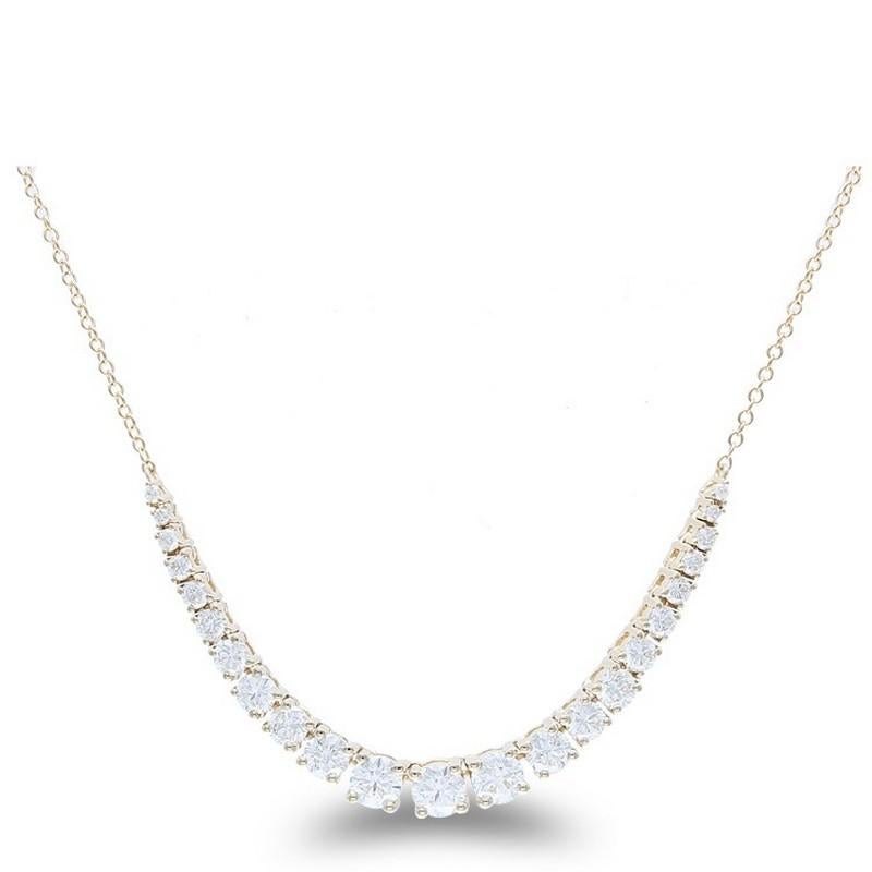 Modern Timeless Tennis 1.65 Carat Diamond Necklace in 14K Yellow Gold For Sale